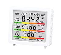 Keenso Probador de Calidad del Aire con Sensor de Alta Sensibilidad para Monitoreo de la Calidad del Aire Interior en el Hogar Pantalla LCD Portátil CO2 Temperatura Humedad