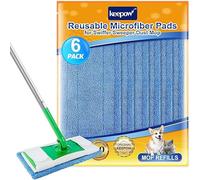 KEEPOW 6 almohadillas reutilizables para mopa Swiffer Sweeper - Recambios para paños de microfibra lavables - 30,5 cm grandes mopas para limpieza en seco y húmedo azul
