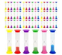 KEILEOHO 60 mini temporizadores de arena de 2 minutos, reloj de arena de plástico pequeño de 6 colores para cocinar, cepillarse los dientes, actividades