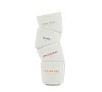 Keith Brymer Jones KBJ-0048 - Juego de 4 hueveras con Texto en inglés, Color Blanco