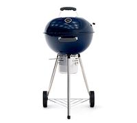 KEKAI Barbacoa de Carbón Portátil con Ruedas Yellowstone 58x47x100 cm de Acero Inoxidable Redonda con Tapa Protectora y Encendedor Acabado Esmaltado en Azul