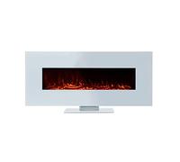 Kekai Chimenea Eléctrica de Pared Empotrable para Interior 1600W Alaska 128x26x61 cm con Simulación de Fuego 2 Niveles de Potencia con Mando