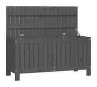 Keketa Caja de almacenamiento para jardín, cobertizo de almacenamiento para exteriores, caja de herramientas de jardín, color gris, 108 x 42,5 x 54 cm, madera maciza de pino
