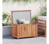 Keketa Caja de jardín con suficiente espacio de almacenamiento, caja de almacenamiento para jardín, caja de cojines, baúl de madera, para interior y exterior, 90 x 50 x 58 cm, madera maciza de teca