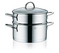 Kela 10994 Olla vaporera universal con tapa de cristal, Acero inoxidable, Apta para inducción, Diámetro: 20 cm, 3,0 L, Cailin