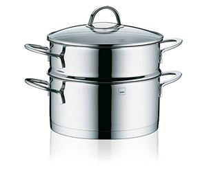 Kela 10994 Olla vaporera universal con tapa de cristal, Acero inoxidable, Apta para inducción, Diámetro: 20 cm, 3,0 L, Cailin