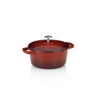 kela 11940 Olla asadora con tapa, Hierro fundido, Revestimiento esmaltado, Gran conservación del calor, Apta para inducción, 2,5 L, Rojo, Redonda, Calido