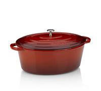 Kela Asador con tapa 11943, hierro fundido esmaltado, 9,5 L, apto inducción, rojo ovalado