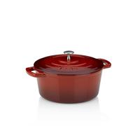 kela 11948 Asador con tapa, Hierro fundido, Revestimiento esmaltado, Mantiene el calor, Apto para inducción, 5 L, Rojo, Redondo, Cálido