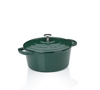 kela Cacerola redonda de hierro fundido de 3,8 litros, horno holandés de calidad para inducción con tapa, olla de hierro fundido para hornear pan, esmaltado, verde