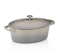 kela Calido 12859 - Cacerola (4 L, hierro fundido, ovalada, esmaltada, apta para todo tipo de fuegos, resistente a temperaturas de hasta 300 °C), color gris claro