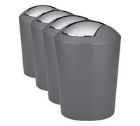kela Cubo con Tapa basculante Gris, Cubo para cosméticos 5 l con Tapa basculante, plástico, Marta, Cubo de Basura para el baño Gris Mate (Paquete de 4)
