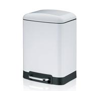 Kela Papelera Davino 6 l con pedal y cierre automático, metal con cubo interior – Blanco-negro
