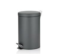 kela Cubo de basura con pedal de 12 l, cubo de basura con tapa de cierre silencioso, sistema de cierre automático MONACO+, cubo de basura de metal para baño y cocina con cubo interior, gris mate