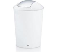 kela Cubo de Basura con Tapa basculante Blanco, Cubo para cosméticos de 5 l con Tapa basculante, plástico, Marta, Cubo de Basura para baño Blanco Mate