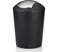 kela Cubo de Basura con Tapa basculante Negro, Cubo para cosméticos de 5 l con Tapa basculante, plástico, Marta, Cubo de Basura para baño Negro Mate