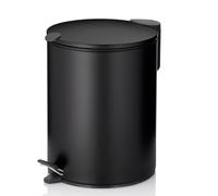 Kela Papelera Mats 23702 – 5 l negra mate, pedal, tapa con cierre silencioso, cubo interior y asa