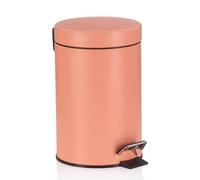 kela Cubo de basura para cosméticos rosa 3 l, cubo de basura metálico con pedal para baño, cubo de basura para baño con cubo interior y asa de transporte, MONACO, rosa melocotón mate