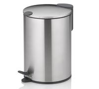 Kela Papelera Mats 23615 – 3 l plateado mate, tapa silenciosa, pedal inox, cubo interior y asa