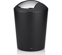 kela Cubo para cosméticos Negro 1,7 l, Cubo de Basura pequeño para el baño con Tapa basculante, plástico, Marta, Cubo de Basura de Mesa pequeño Negro Mate