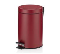 kela Cubo para cosméticos rojo 3 l, cubo de basura metálico con pedal para el baño, cubo de basura para el baño con cubo interior y asa de transporte, MONACO, rojo frambuesa mate