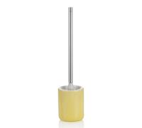 kela Escobilla para inodoro con recipiente 44,5 cm AVA, escobilla para inodoro con cabezal intercambiable, juego de escobilla para inodoro, cerámica, mango de acero inoxidable, amarillo