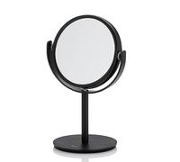 kela Espejo de maquillaje negro con aumento SELENA de, 7,5 cm, 1/10 aumentos, espejo de pie pequeño, metal, espejo cosmético, espejo de afeitado redondo