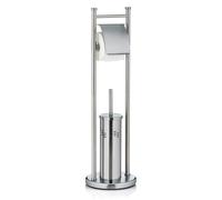 kela Juego de baño con portarrollos y escobillero de 77,5 cm, escobilla de baño con soporte cerrado SWING de acero inoxidable mate