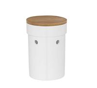Kela Recipiente de almacenamiento Salena cerámica con tapa bambú y ventilación 15x15x20.5 cm blanco