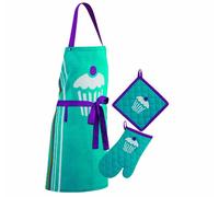 Kela Muffin 390081 - Juego de Utensilios de Cocina con Soporte de Maceta (manopla de Horno y Delantal