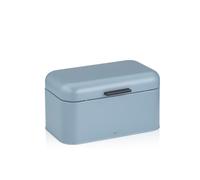 kela Panera de metal con orificios de ventilación, 30 x 18 x 16,5 cm, pequeña panera con tapa, FRISCA, caja para guardar pan, color azul