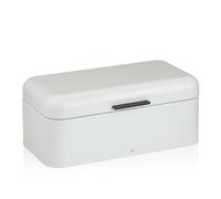kela Panera de metal con orificios de ventilación, 42,5 x 22,5 x 17,5 cm, gran panera con tapa abatible, FRISCA, color blanco