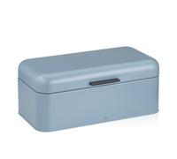 kela Panera de metal con orificios de ventilación, 42,5 x 22,5 x 17,5 cm, panera grande con tapa abatible, FRISCA, caja para guardar pan, color azul