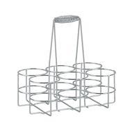 kela Portabotellas para 6 botellas, cesta para botellas de metal cromado, bolsa para botellas de vidrio y PET de hasta 1,5 l, portacervezas, brillante