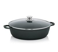 kela Sartén para servir de 36 cm, sartén para guisar con tapa KERROS, revestida de aluminio fundido, sartén para paella de borde alto