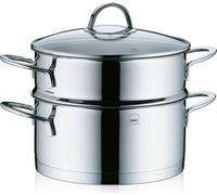 Kela 10994 Olla vaporera universal con tapa de cristal, Acero inoxidable, Apta para inducción, Diámetro: 20 cm, 3,0 L, Cailin
