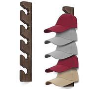 keletop Perchero organizador de gorras de béisbol para pared (paquete de 2) moderno soporte de madera para sombreros montado en la pared para armario, puerta, dormitorio, entrada, lavandería (marrón)
