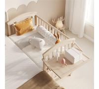 Kelodan Cuna Bebe con Ruedas Bloqueables, Cuna Colecho con Cambiador, Estante Plegable Extensible, Madera Maciza de Pino, Utilizable como Cama Auxiliar Bebe, 120 x 60 x 95 cm (Extensible 40 cm)