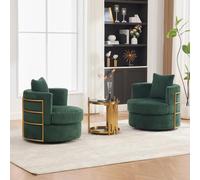 Kelodan Juego de 2 sillones de pana giratorios de 360 grados, con espacio de almacenamiento bajo el asiento, reposabrazos acolchados suaves, espuma de alta densidad, para dormitorio y sala de estar