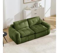 Kelodan Sofá modular de 2 plazas con relleno cuadrado de chenilla, espuma 32D, asiento profundo, minimalista, sin montaje, para salón, color verde