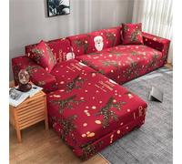 keloppasit Funda de Sofá de Navidad de 2 Plazas, Protector de Muebles, Fundas de Sofá con Estampado Navideño, Fundas de Sillón y Sofá de Tela Elástica Lavable, para Sillón, Sofá y Sala de Estar