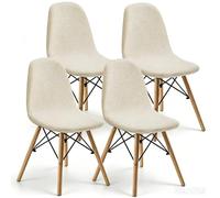 KELUINA Juegos de sillas de Comedor coruyna 2/4/6 Piezas,Modernas Medievales de sillas de Comedor de Concha de Moda,Fundas Laterales características del Restaurante Acolchadas (Beige,4 PCS)