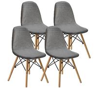 KELUINA Juegos de sillas de Comedor coruyna 2/4/6 Piezas,Modernas Medievales de sillas de Comedor de Concha de Moda,Fundas Laterales características del Restaurante Acolchadas (Gris Claro,4 PCS)