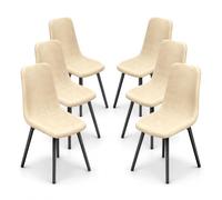 KELUINA Juegos de sillas de Comedor coruyna 2/4/6 Piezas,Modernas Medievales de sillas de Comedor de Concha de Moda,Fundas Laterales características del Restaurante Acolchadas (Beige1,6 PCS)