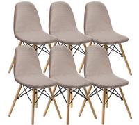 KELUINA Juegos de sillas de Comedor coruyna 2/4/6 Piezas,Modernas Medievales de sillas de Comedor de Concha de Moda,Fundas Laterales características del Restaurante Acolchadas (Arena,6 PCS)