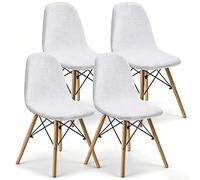 KELUINA Juegos de sillas de Comedor coruyna 2/4/6 Piezas,Modernas Medievales de sillas de Comedor de Concha de Moda,Fundas Laterales características del Restaurante Acolchadas (Blanco,4 PCS)