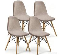 KELUINA Juegos de sillas de Comedor coruyna 2/4/6 Piezas,Modernas Medievales de sillas de Comedor de Concha de Moda,Fundas Laterales características del Restaurante Acolchadas (Arena,4 PCS)