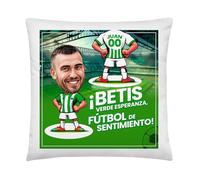Kembilove Cojín Personalizado Real Betis con Caricatura | Almohada con Foto Nombre y Número | Regalo para Béticos | Decoración para Aficionados del Betis Balompié