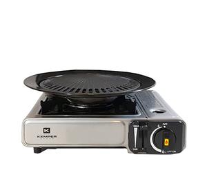 KEMPER - Barbacoa Parrilla 2 en 1 Hornillo de gas piezoeléctrico 2200 W + Placa Grill Camping