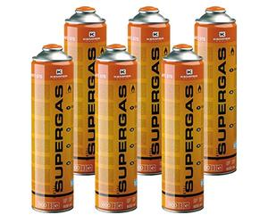 KEMPER - Cartuchos de gas 330 g Pack de 6 botellas Butano propano 600 ml de caramelo gas universal válvula 7/16
